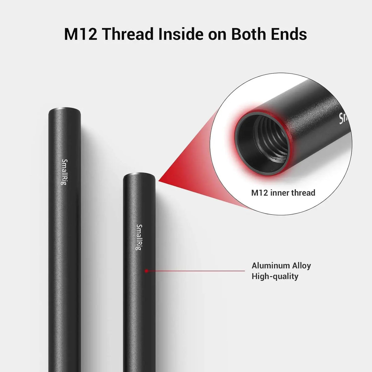 SMALLRIG 15mm Camera Rods 8 Inch Aluminum Alloy Rail Support System 1051 SMALLRIG