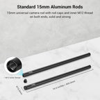 SmallRig 15mm Rod Aluminum Alloy Rod with M12 Female Thread 40cm 16 Inch 1054 SMALLRIG