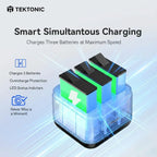 TEKTONIC Battery Charger Hub for Action 5 5 Pro 6 and 360 Fast Charging Multi Battery Charging Hub TEKTONIC