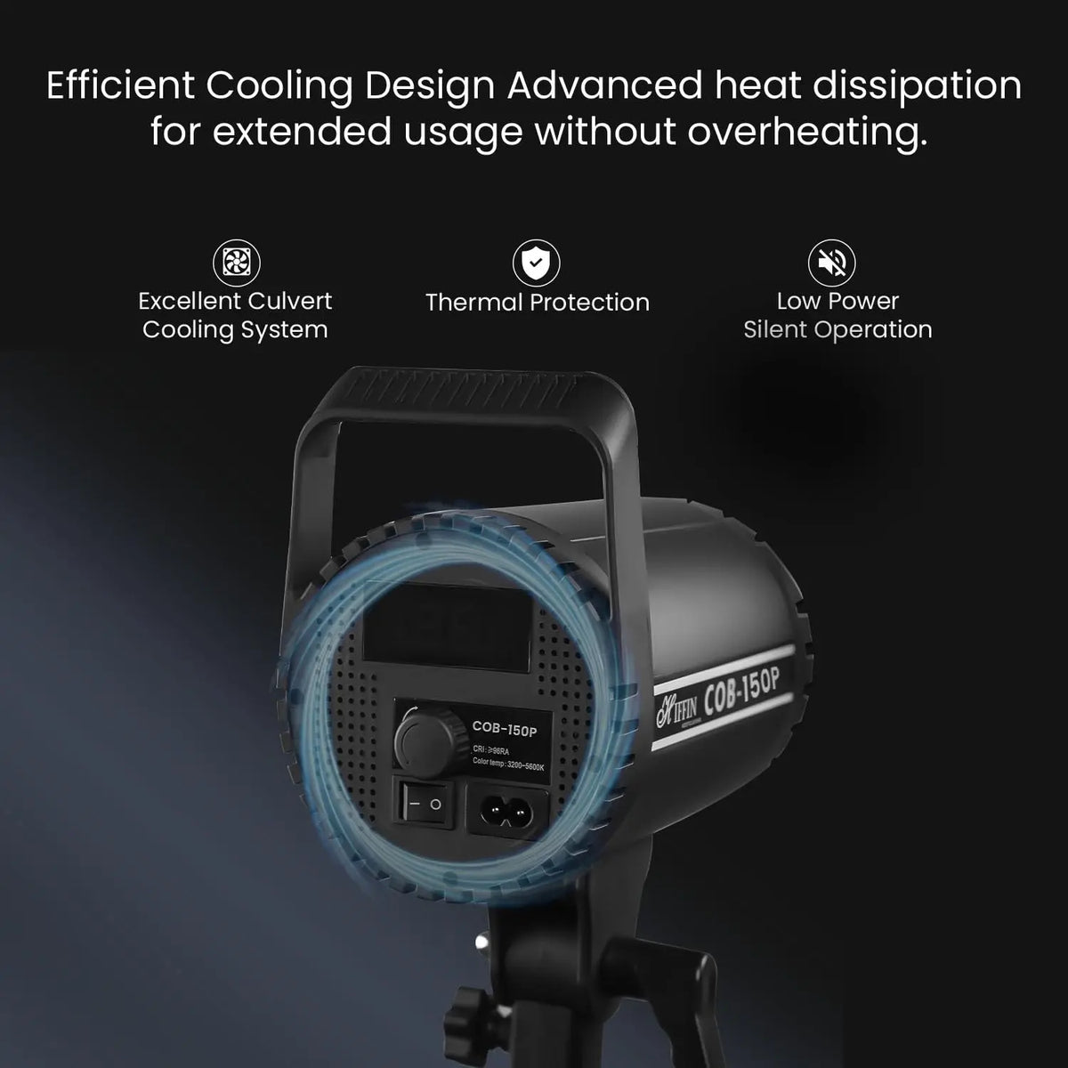 HIFFIN COB-150P 150W Bi-Color LED Video Light for Photography & Videography | 3200K-5600K | 13800 Lux @1m | 18cm Reflector | Infrared Remote Control Hiffin