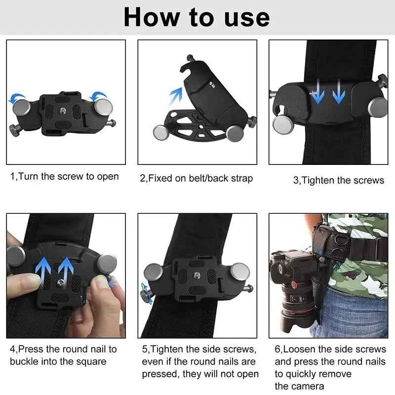 TEKTONIC Quick Release Camera Capture Clip Backpack Mount Secure Hands-Free Clip for DSLR, Mirrorless & Action Cameras