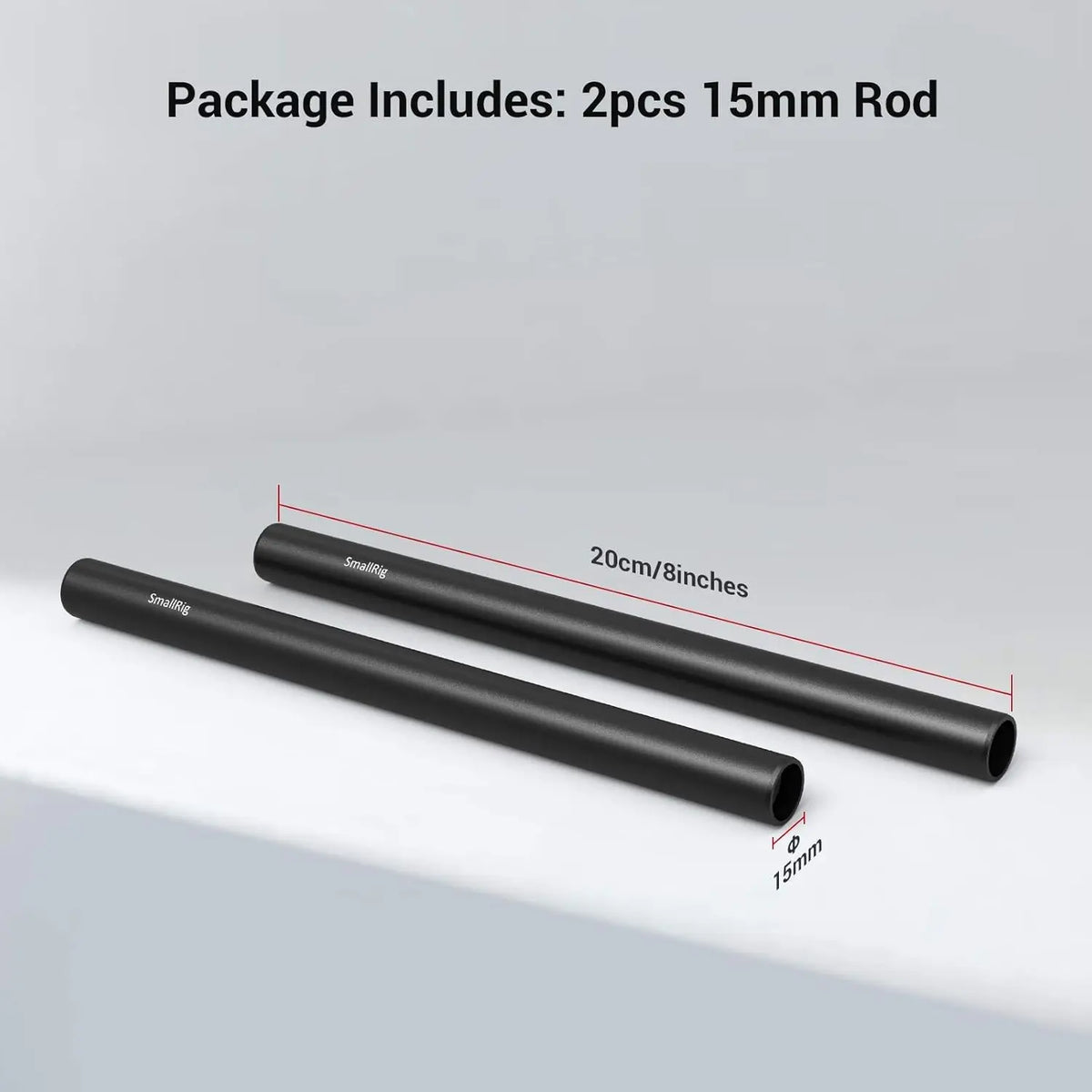 SMALLRIG 15mm Camera Rods 8 Inch Aluminum Alloy Rail Support System 1051 SMALLRIG