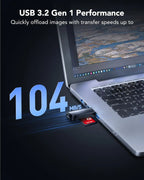 Lexar Dual-Slot USB-A Memory Card Reader | USB 3.2 Gen 1 SD & microSD Card Reader | Up to 104MB/s Transfer Speed Lexar