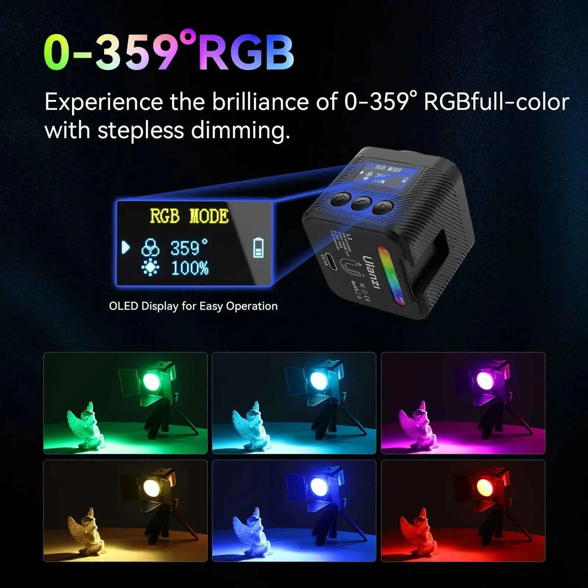 Ulanzi L3 RGB LED Waterproof Video Light Mini Magnetic Cube 2700K 7000K