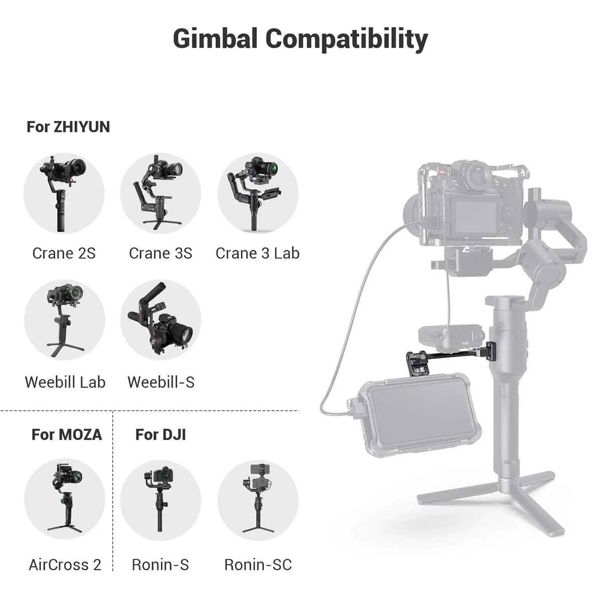 SmallRig Adjustable Camera Monitor Mount for Gimbals 2889 SMALLRIG