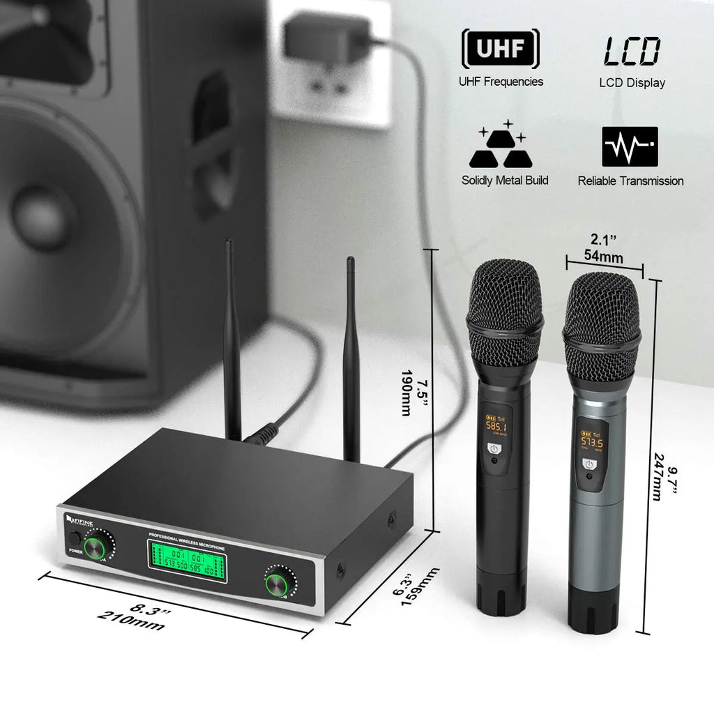 FIFINE K040 Dual Wireless Handheld Microphone System | UHF Cordless Dynamic Microphones with Dual-Channel Receiver Fifine