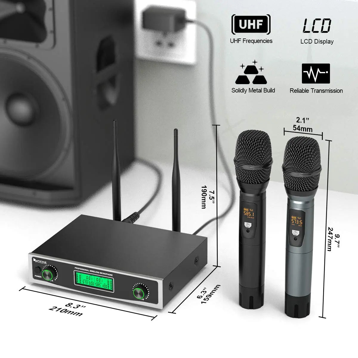 FIFINE K040 Dual Wireless Handheld Microphone System | UHF Cordless Dynamic Microphones with Dual-Channel Receiver Fifine
