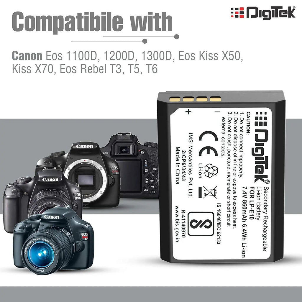 DIGITEK LP-E10 Lithium-Ion Rechargeable Battery for Canon EOS DSLR Cameras Digitek