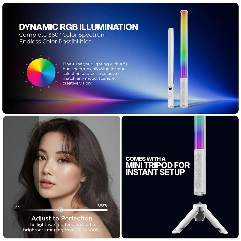 HIFFIN HF-225 RGB LED Stick Light 10W with RGB CCT HSI Mode Hiffin