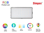 Simpex RGB Pocket LED Light with Built in 4000MAh Rechargeable Battery Simpex