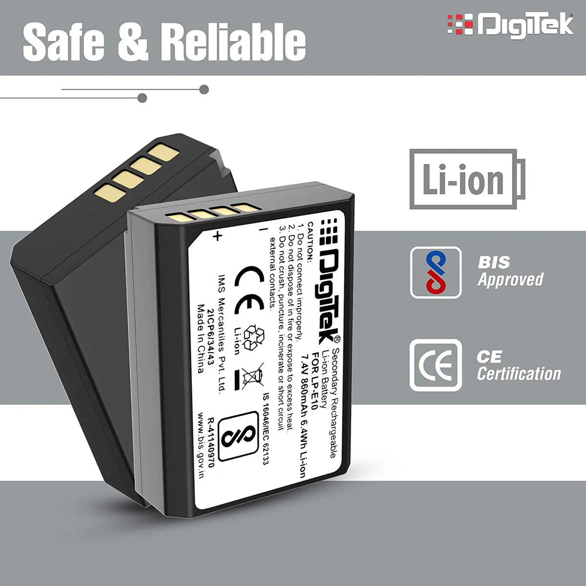 DIGITEK LP-E10 Lithium-Ion Rechargeable Battery for Canon EOS DSLR Cameras Digitek