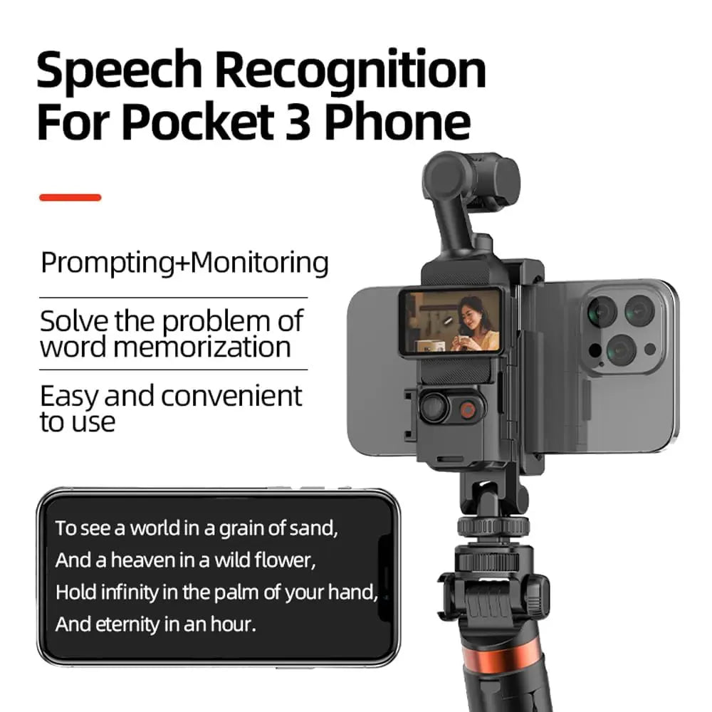 TEKTONIC Phone Holder Mount for DJI Pocket 3/4, Smartphone Clamp Adapter