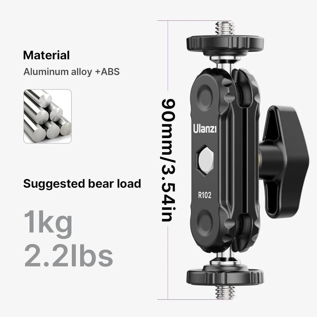 Ulanzi R102 Double Ball Head Magic Arm with 1/4-20 Screws Ulanzi