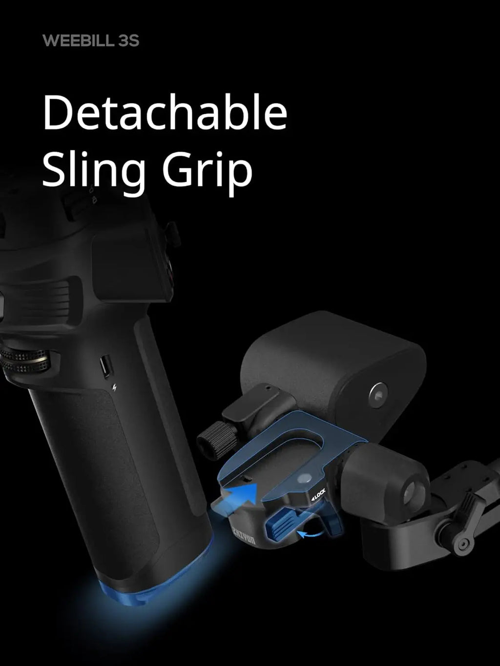 ZHIYUN Weebill 3S Camera Gimbal Stabilizer for DSLR, 3-Axis Handheld Support, Compact Design, Black ZHIYUN