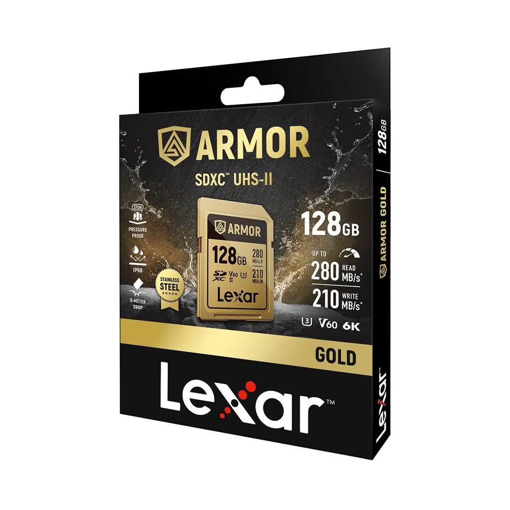 Lexar Professional Armor Gold 128GB UHS II V60 SDXC Memory Card Lexar