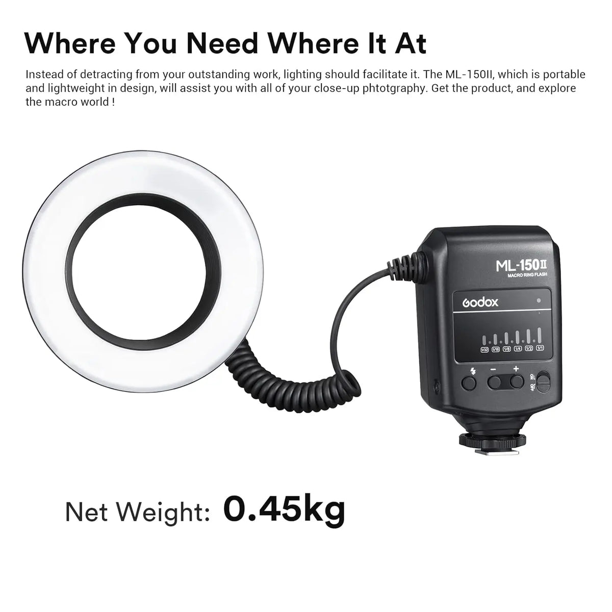 Godox ML150II Macro Ring Flash Light GN12 Godox