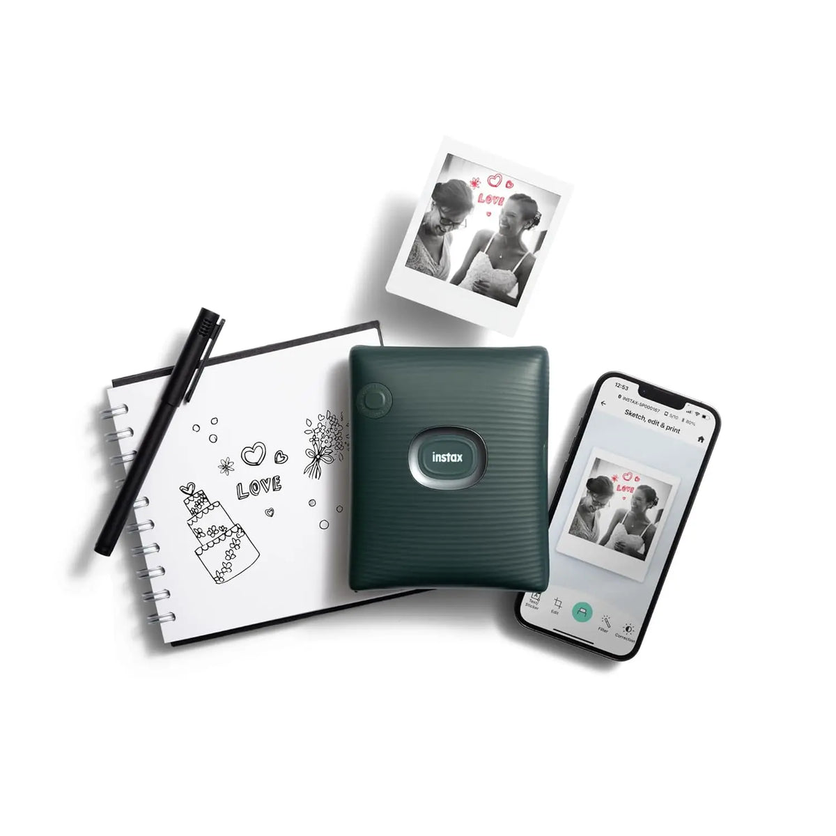 Fujifilm Instax Square Link Smartphone Photo Printer Green Instax