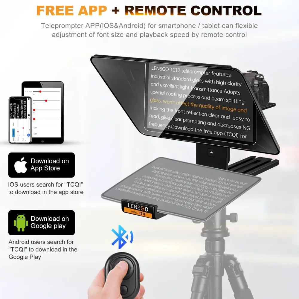 Lensgo TC12 Camera Teleprompter 12.9 Inch for DSLR Smartphone Tablet Lens Go