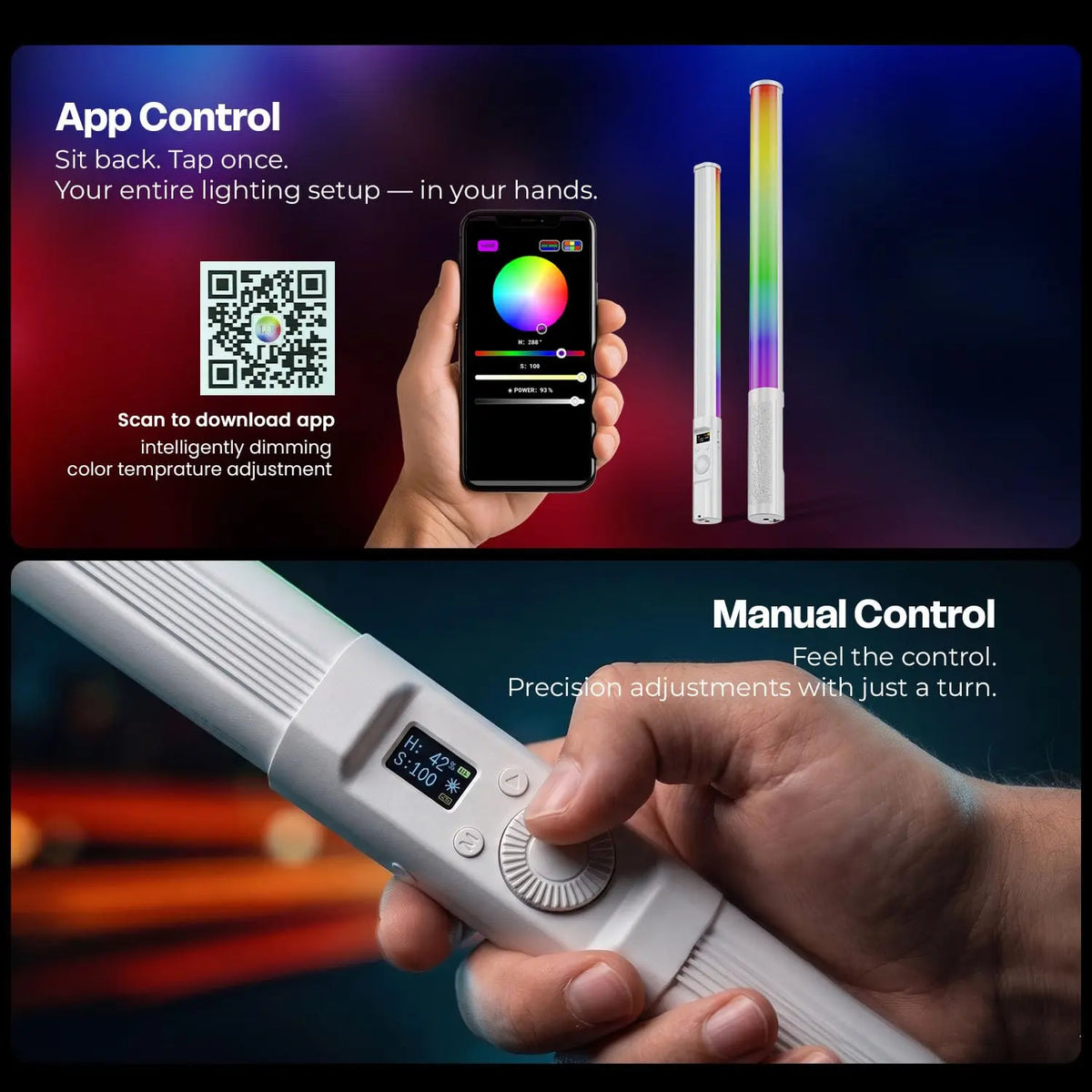 HIFFIN HF-225 RGB LED Stick Light 10W with RGB CCT HSI Mode Hiffin
