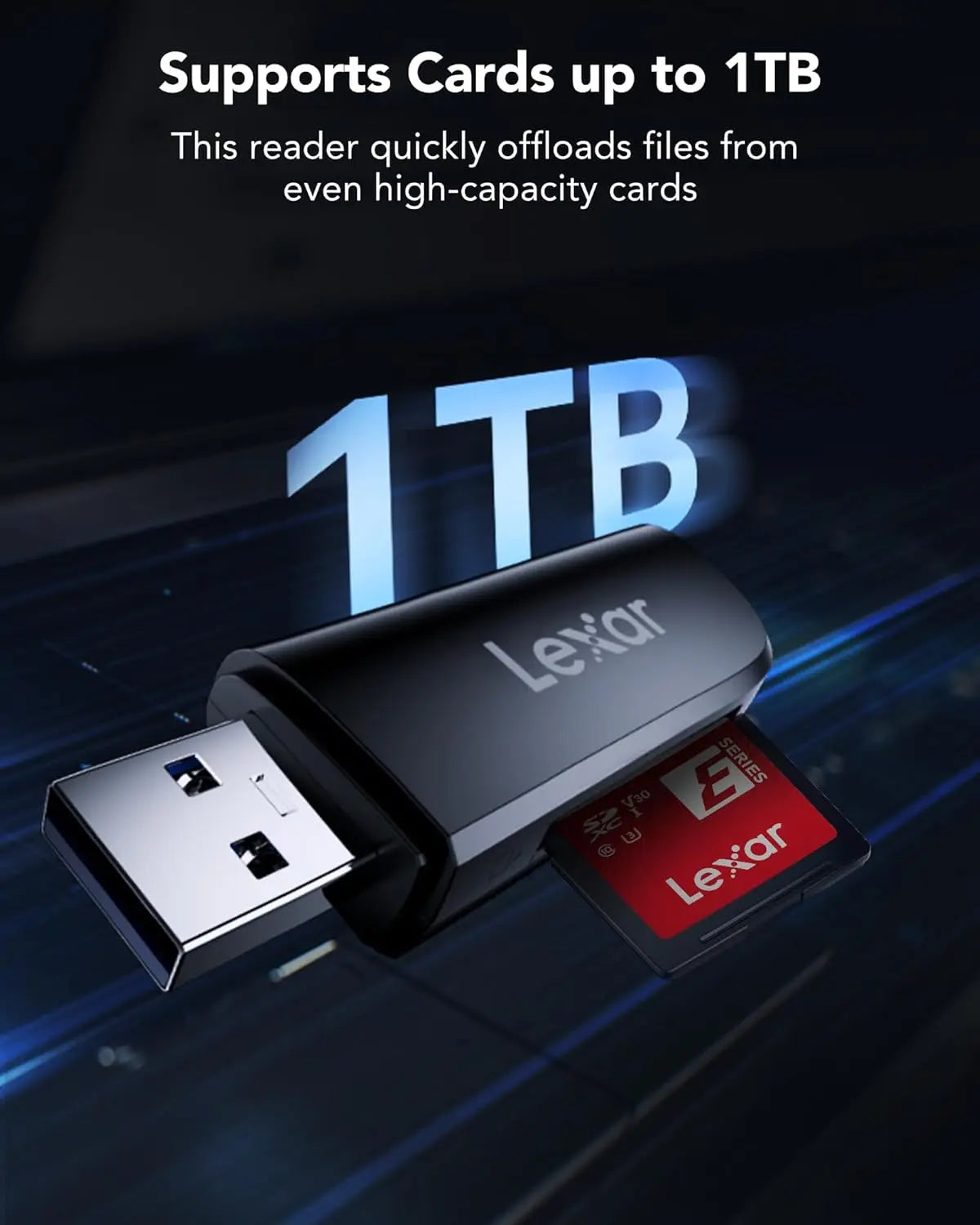 Lexar Dual-Slot USB-A Memory Card Reader | USB 3.2 Gen 1 SD & microSD Card Reader | Up to 104MB/s Transfer Speed Lexar