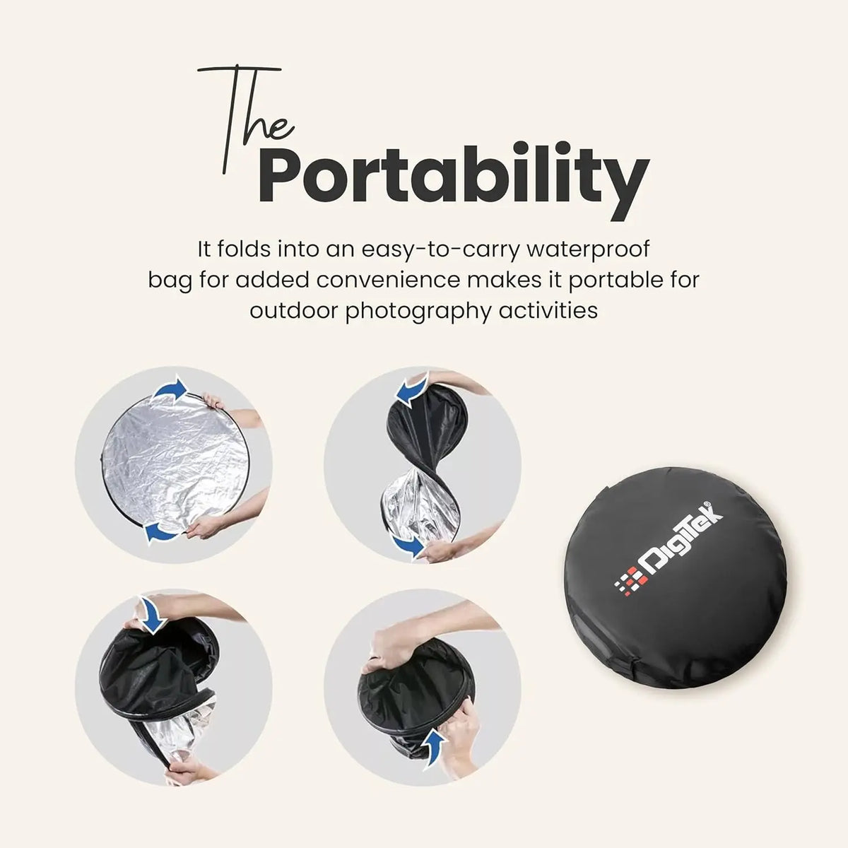 Digitek DRB 5-1 45-Inch 5-in-1 Collapsible Camera Reflector for Studio Photography Digitek