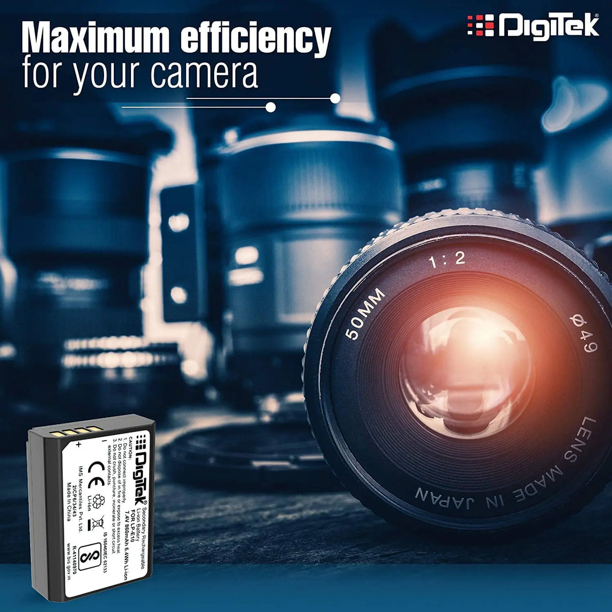 DIGITEK LP-E10 Lithium-Ion Rechargeable Battery for Canon EOS DSLR Cameras Digitek