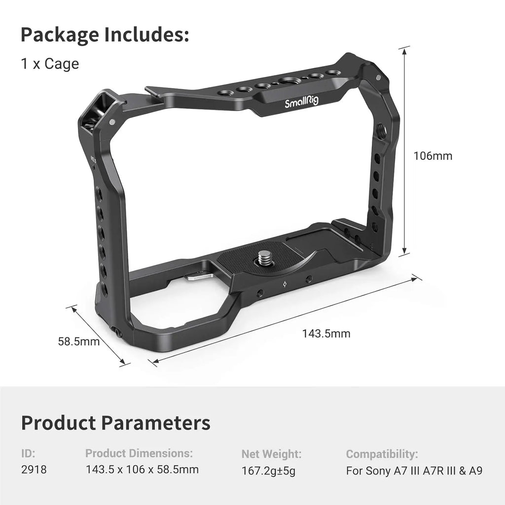 SmallRig Light Weight Camera Cage for Sony A7 III A7R III A9 2918 SMALLRIG