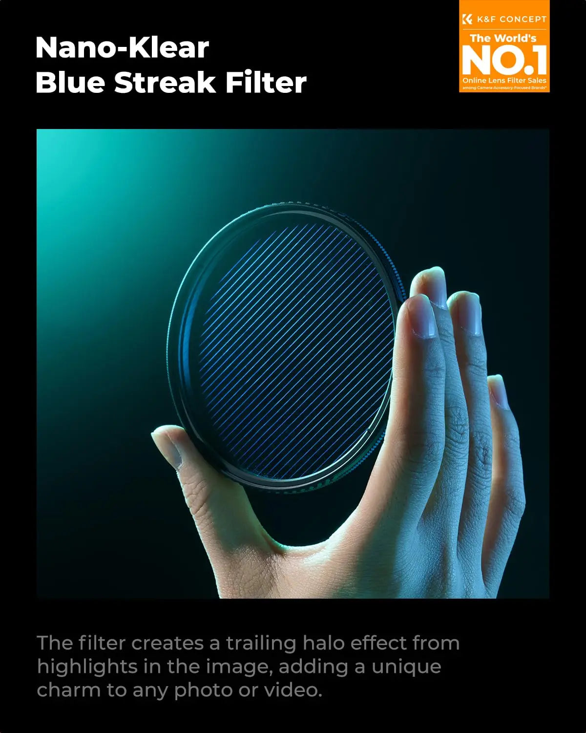 K and F Concept 82mm Blue Streak Anamorphic Lens Filter K&F