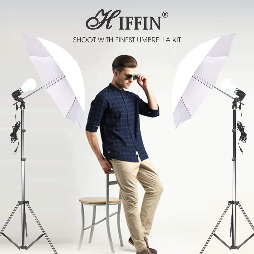HIFFIN E27 Studio Umbrella Lighting Kit with 9Ft Stand Set of 2 HIFFIN