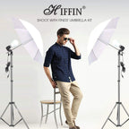 HIFFIN E27 Studio Umbrella Lighting Kit with 9Ft Stand Set of 2 HIFFIN