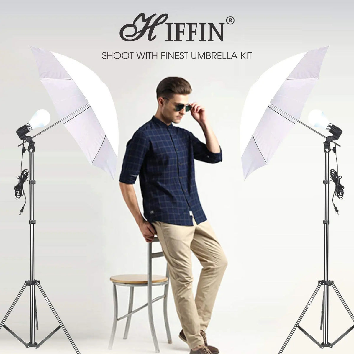 HIFFIN E27 Studio Umbrella Lighting Kit with 9Ft Stand Set of 2 HIFFIN