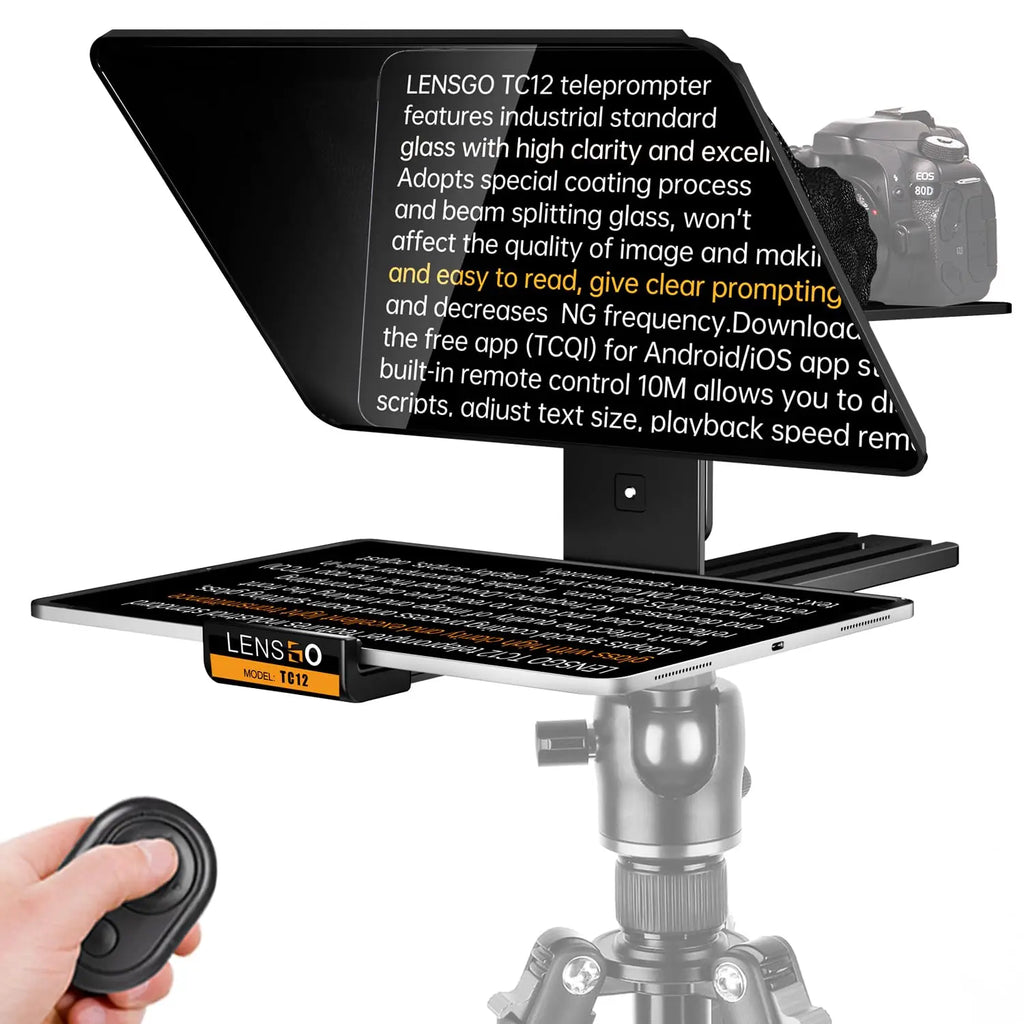 Lensgo TC12 Camera Teleprompter 12.9 Inch for DSLR Smartphone Tablet Lens Go