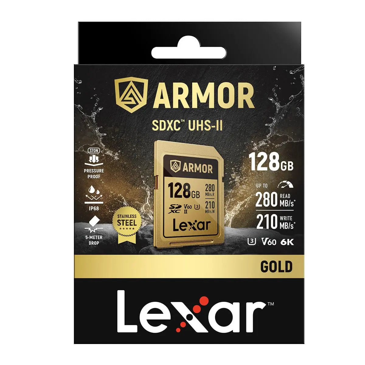 Lexar Professional Armor Gold 128GB UHS II V60 SDXC Memory Card Lexar