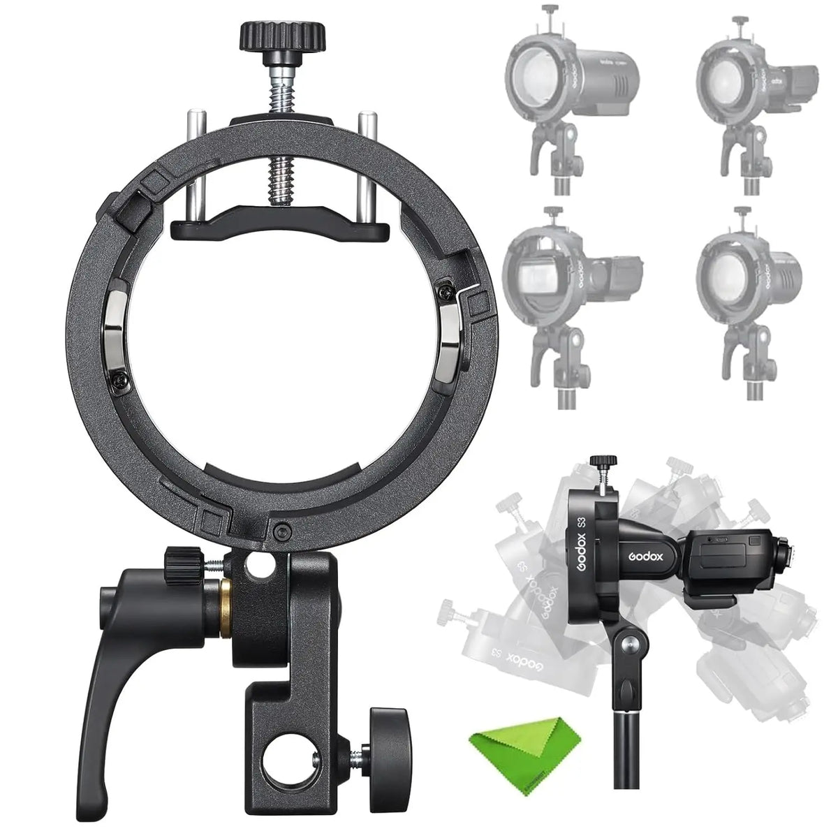 Godox S3 Speedlite Bracket Bowens Mount Flash Holder Godox