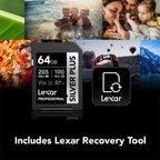 Lexar Professional Silver Plus 64 GB SDXC UHS I Memory Card Lexar