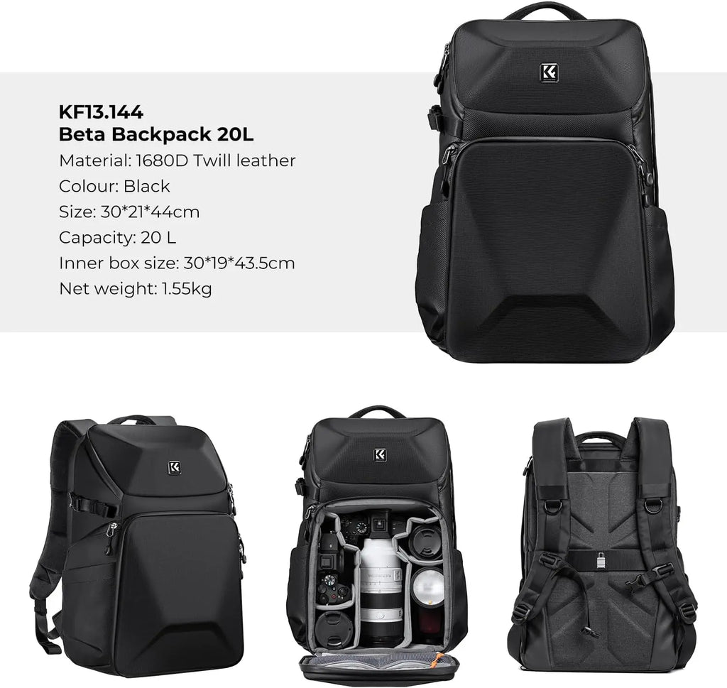 K and F Concept 20L Hard Shell Camera Backpack with Laptop Compartment K&F