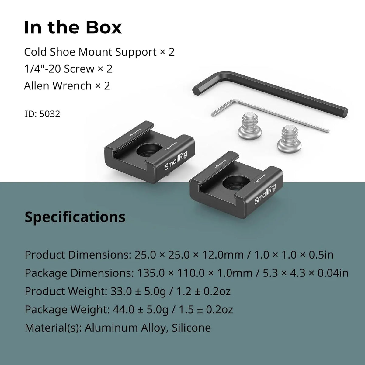 SmallRig Anti Twist Cold Shoe Mount Adapter 2pcs 5032 SMALLRIG