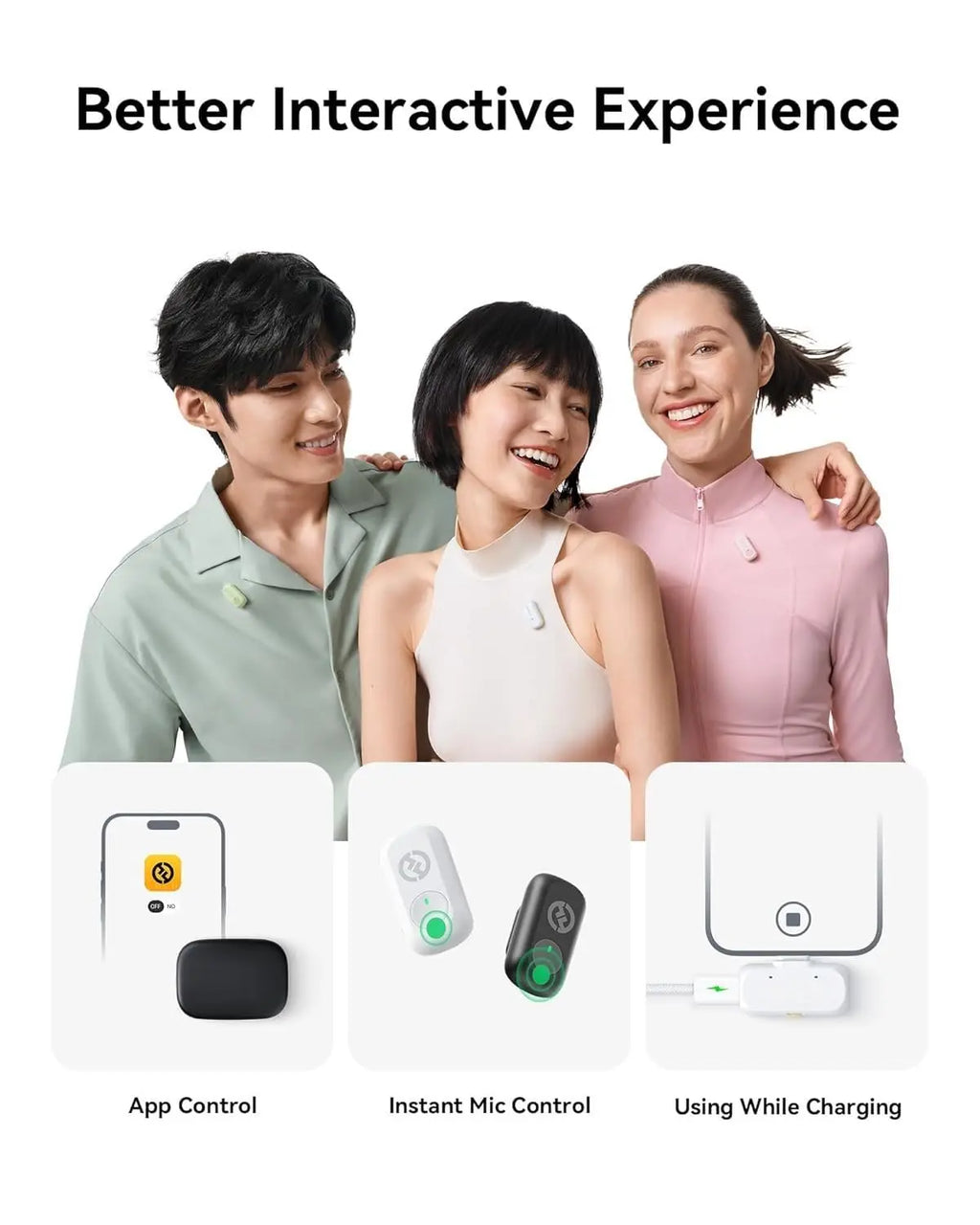Hollyland LARK A1 Duo Wireless Magnetic Microphone for iPhone 15/16, iPad & Android Hollyland