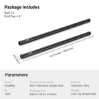SmallRig 15mm Rod Aluminum Alloy Rod with M12 Female Thread 40cm 16 Inch 1054 SMALLRIG
