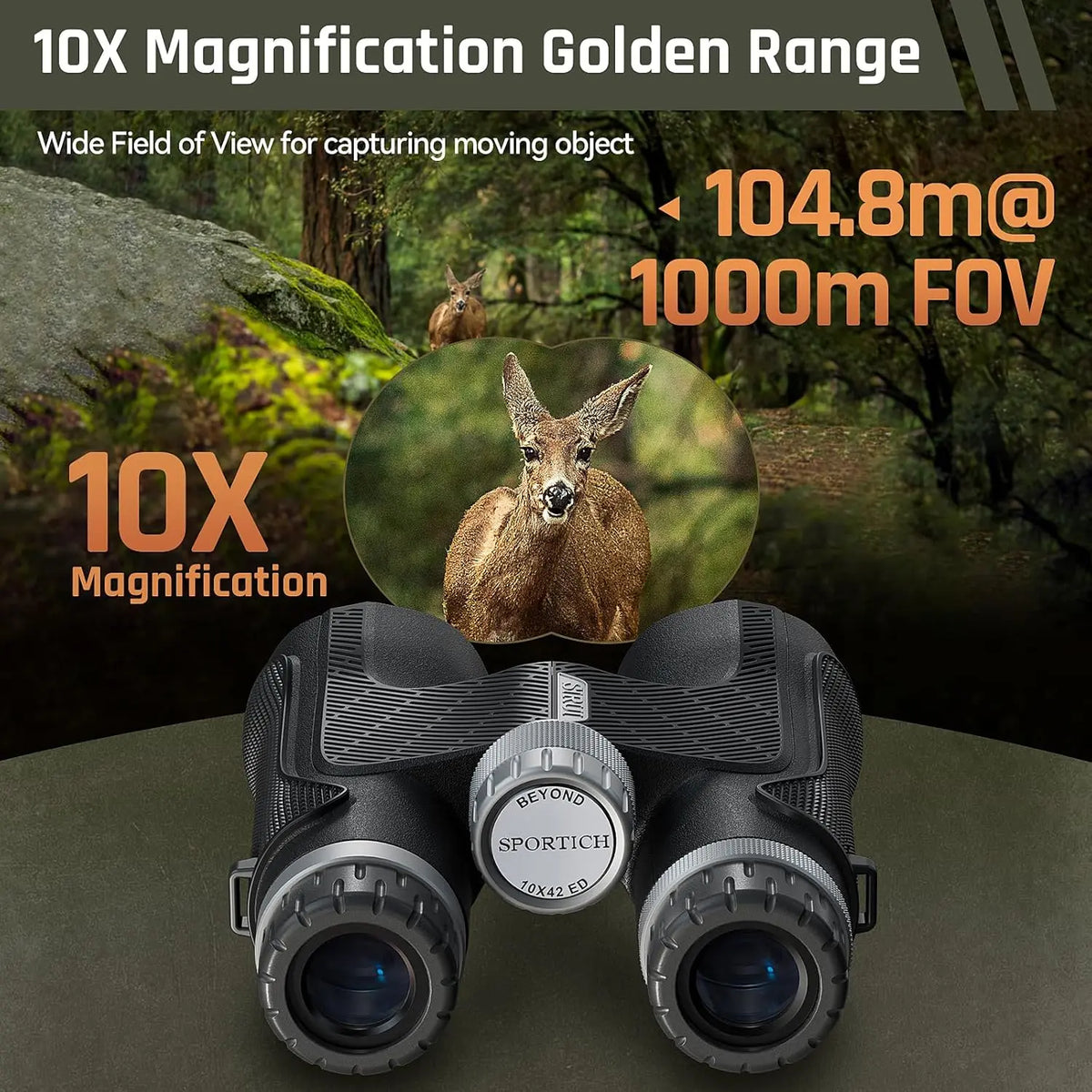 SPORTICH 10x42 HD Binoculars with ED Glass sirui