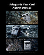 Lexar Armor Silver PRO 128GB UHS-II SDXC Memory Card, Stainless Steel Build, High-Speed Performance for 6K Video Lexar