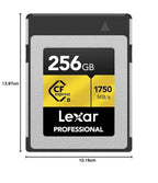Lexar 256GB Professional CFexpress Type B Memory Card Gold Series Lexar