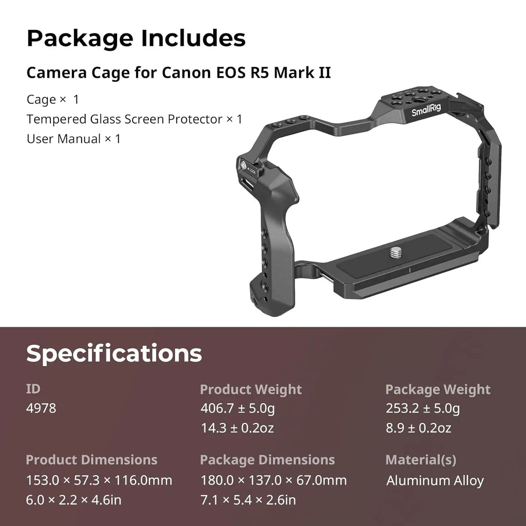 SmallRig Cage for Canon EOS R5 Mark II  Camera Rig Cage 4978 SMALLRIG