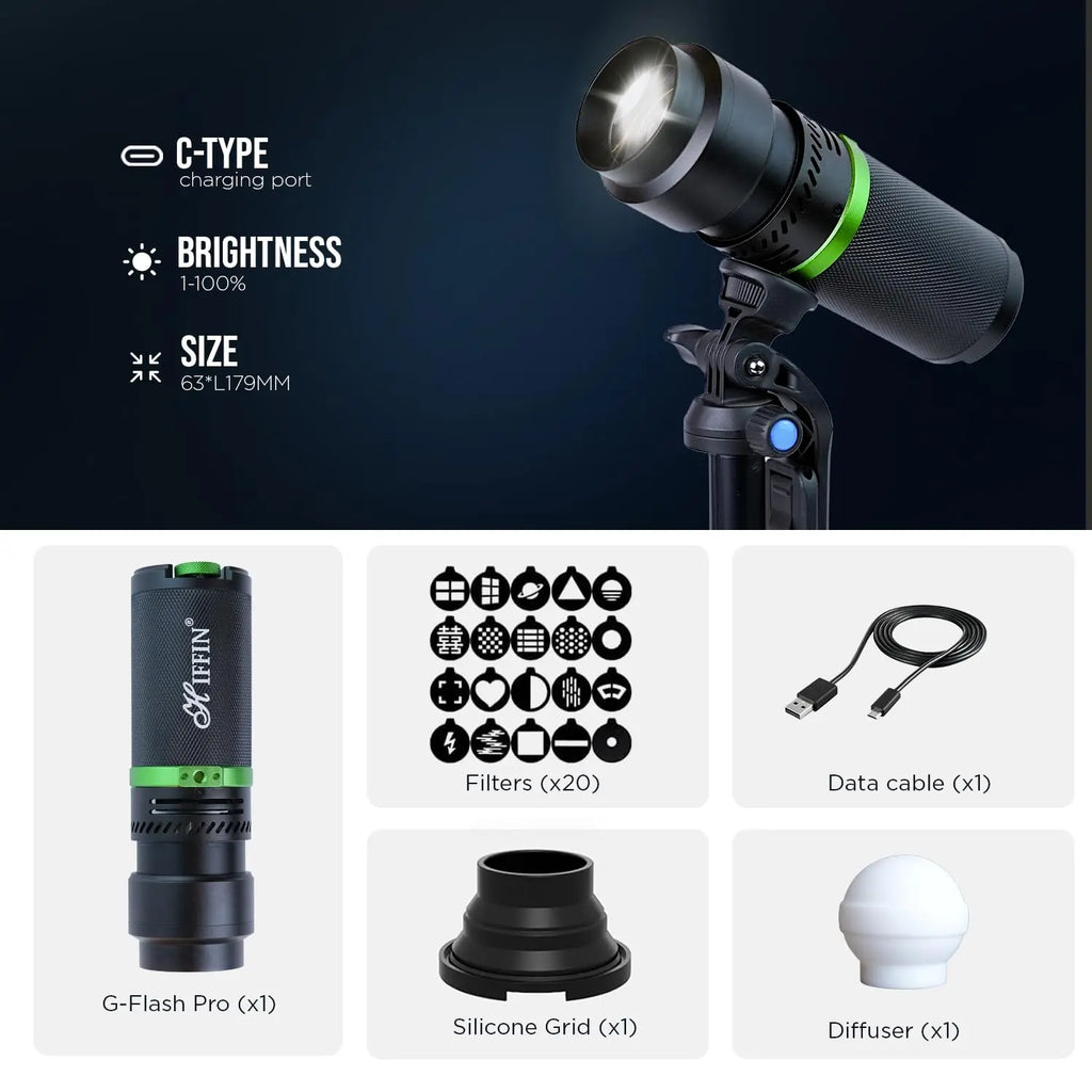 HIFFIN G Flash PRO RGB Photography Flashlight Portable Video Light 30W LED HIFFIN