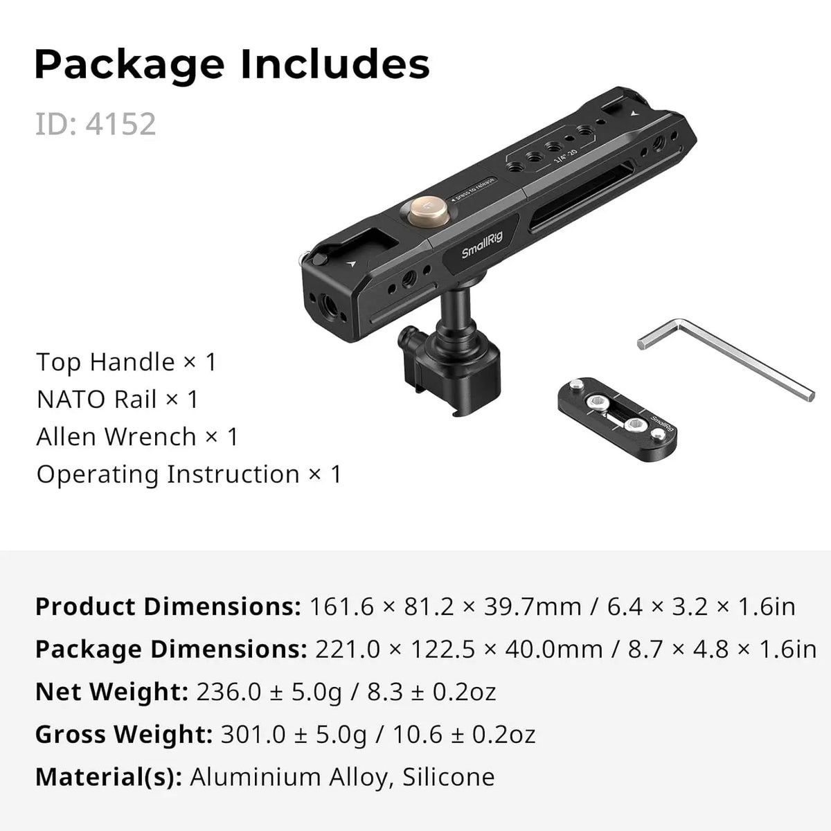 SmallRig Brand Rotating Top Handle with NATO Clamp 4152 SMALLRIG