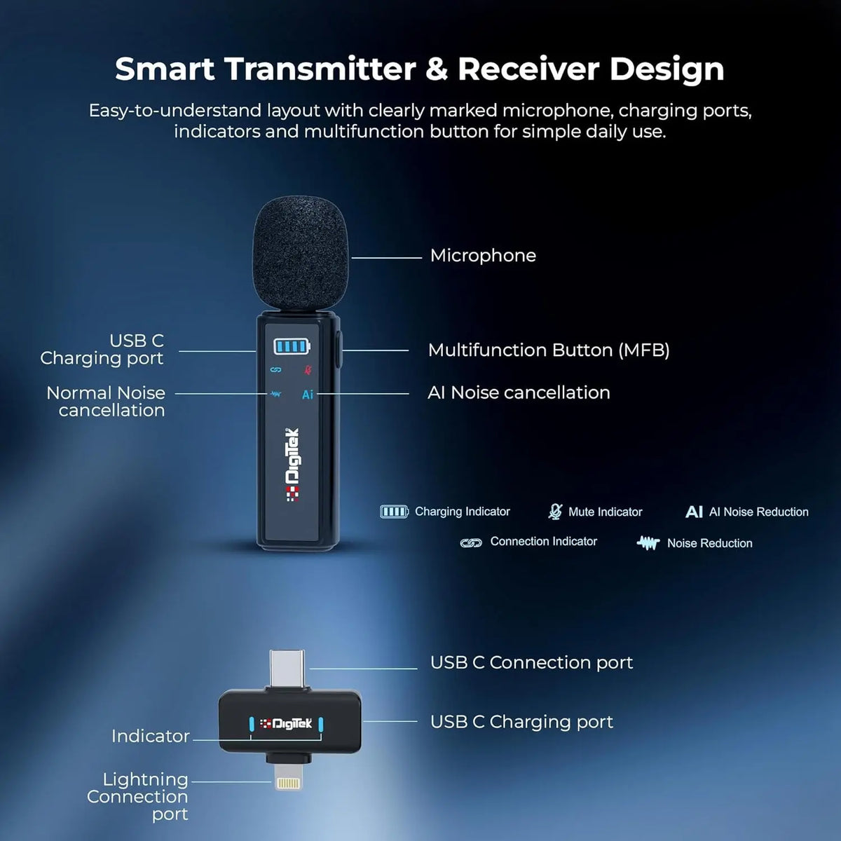 Digitek DMW 021 Wireless Clip On Microphone Digitek
