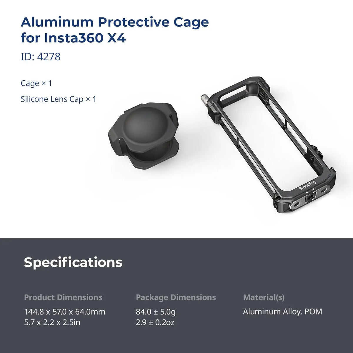 SmallRig Cage for Insta360 X4 Aluminum Protective Case 4278 SMALLRIG
