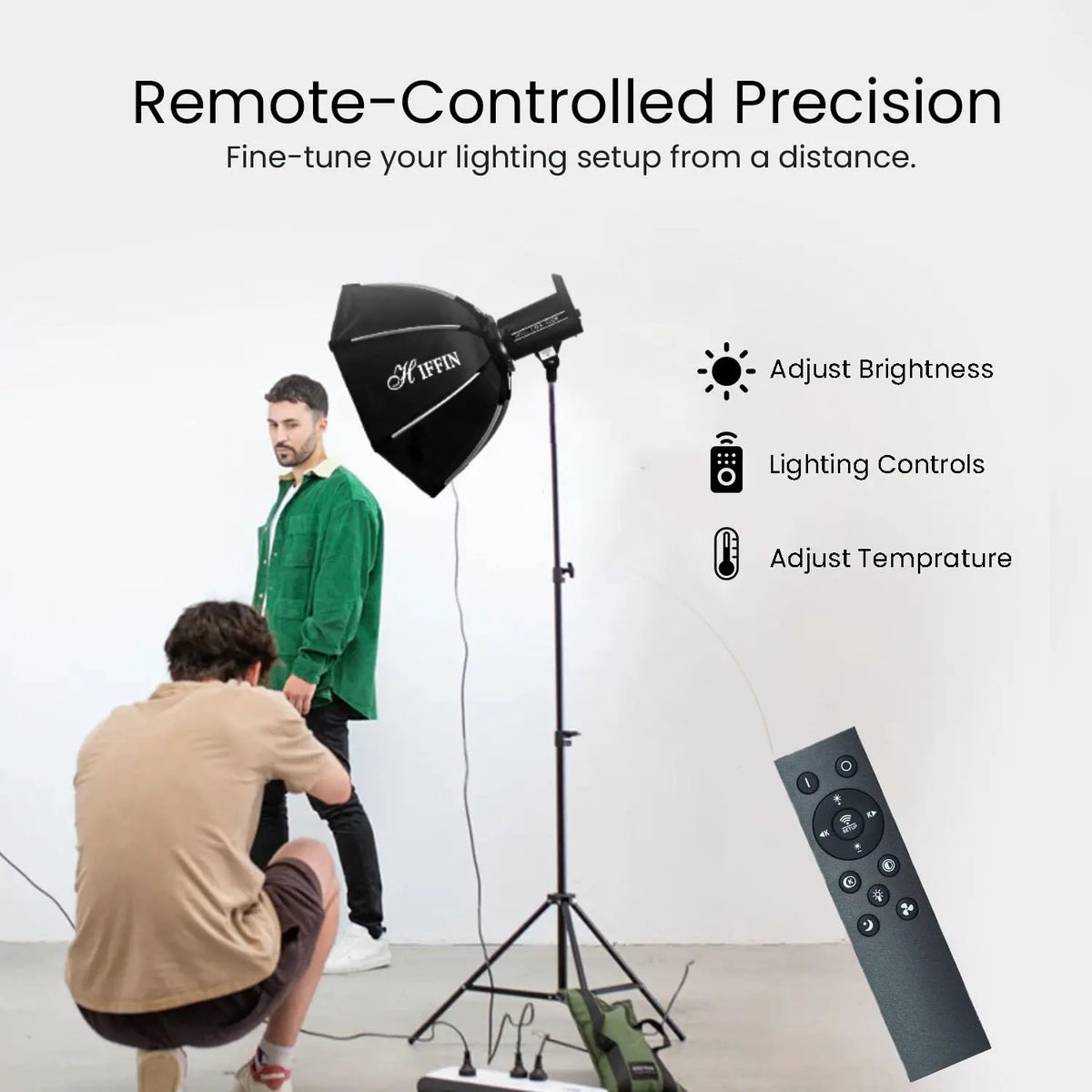 HIFFIN COB-150P 150W Bi-Color LED Video Light for Photography & Videography | 3200K-5600K | 13800 Lux @1m | 18cm Reflector | Infrared Remote Control Hiffin