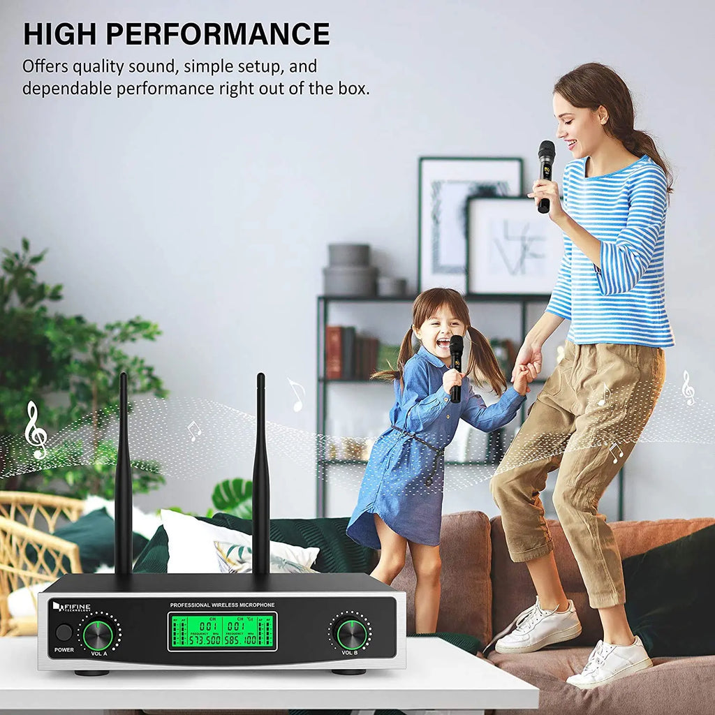 FIFINE K040 Dual Wireless Handheld Microphone System | UHF Cordless Dynamic Microphones with Dual-Channel Receiver Fifine