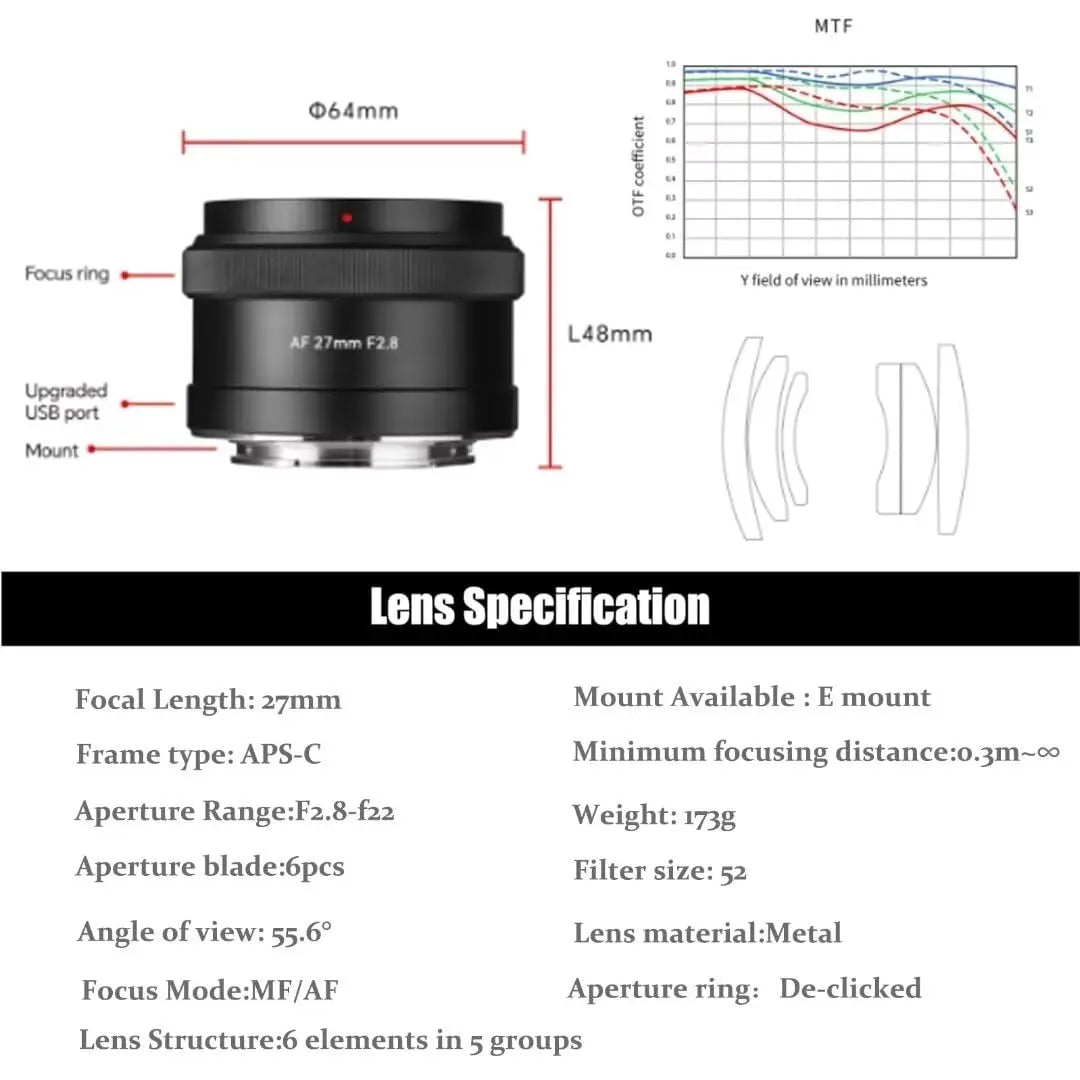 7Artisans AF 27mm F2.8 Prime Lens for Sony E Mount | Full-Frame Autofocus Lens with STM Motor 7ARTISANS